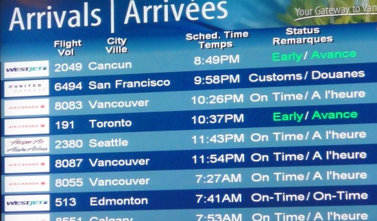 Flight to Victoria - Arrivals