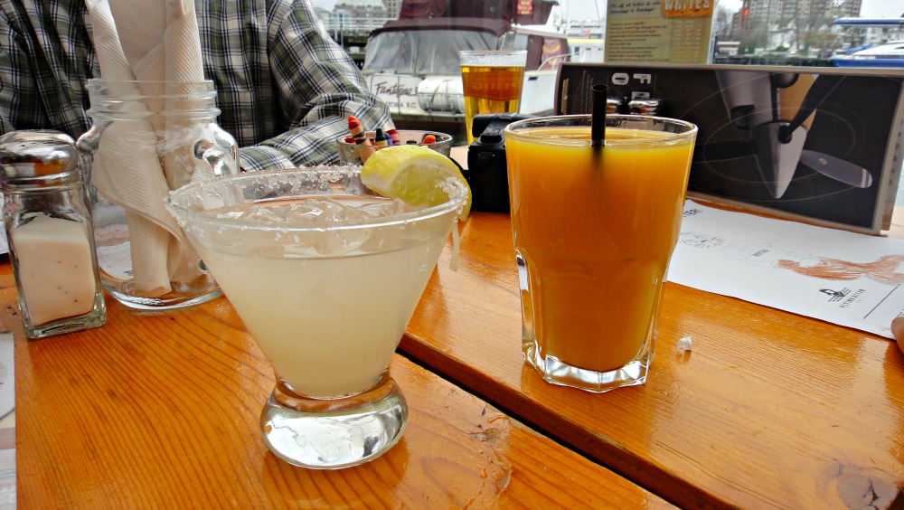 Flying Otter's Drinks - Margarita and Orange Juice on the Table
